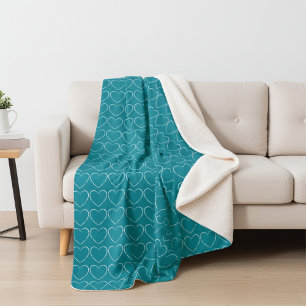 Cobertor Sherpa Corações no Azul Vibrante