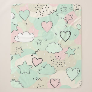 Cobertor Sherpa Corações Pastéis e Nuvens Sonho em Aquarela (9)