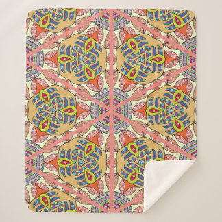 Cobertor Sherpa Coragem triangular colorida, arte desenhada à mão.