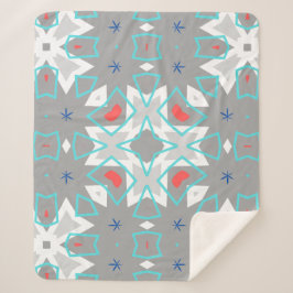 Cobertor Sherpa Coral Gray Mandala Pattern | Geometric Floral Boho