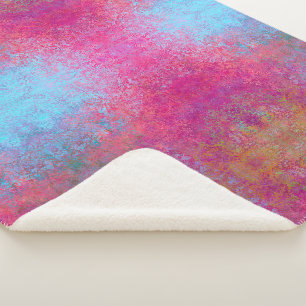 Cobertor Sherpa Corante Magenta Sunset Abstrato acrílico brilhante