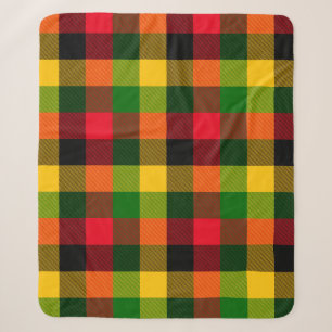 Cobertor Sherpa Cores Africanas Rasta Reggae Xadrez Padrão Design