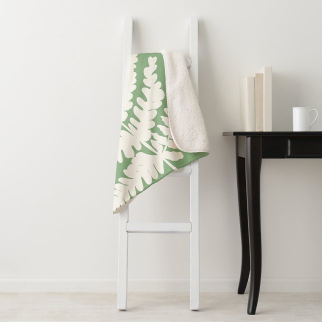 Cobertor Sherpa Cores de Fundo Personalizadas do Woodland Fern Lea (In Situ)