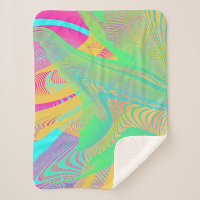 Cobertor Sherpa CORES FLUO - Arte Fractal - (Frente)