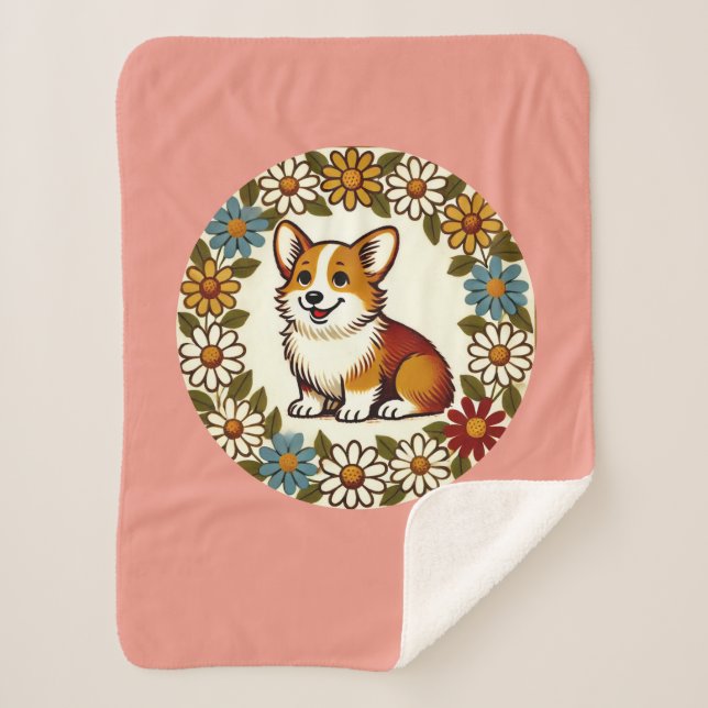 Cobertor Sherpa Corgi Daisy (Frente)