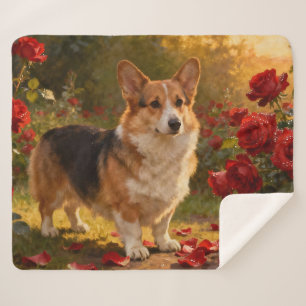 Cobertor Sherpa Corgi nas Rosas V