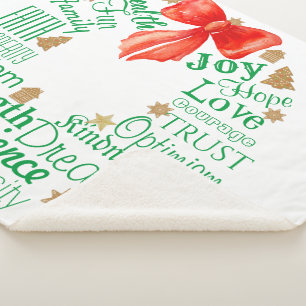 Cobertor Sherpa Coroa de Natal com Palavras e/ou Nomes Personaliza