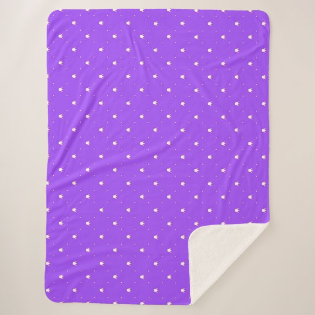 Cobertor Sherpa Corôas em um Fundo Roxo (Frente)
