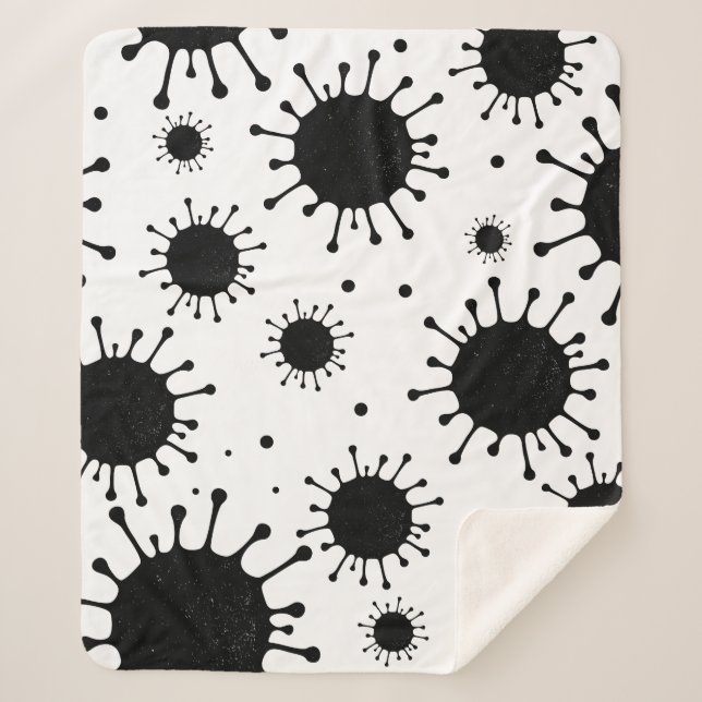 Cobertor Sherpa coronavírus negro (Frente)