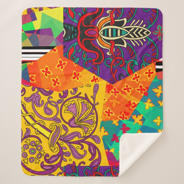 Cobertor Sherpa Corpo Festivo Turco Indiano Mandala (Frente)
