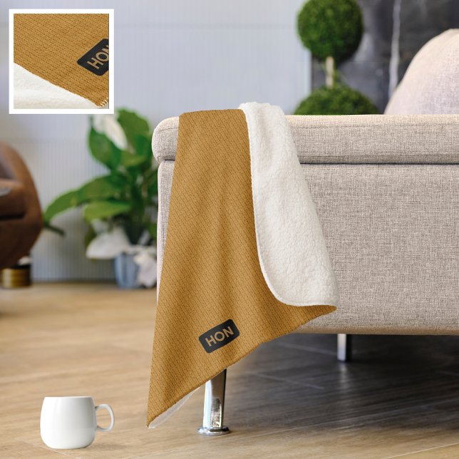 Cobertor Sherpa Cortadores Grandes - Amarelo-mel suas iniciais (Criador carregado)