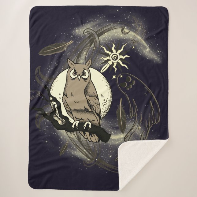 Cobertor Sherpa Coruja e fantasma (Frente)