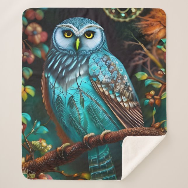 Cobertor Sherpa Coruja-tartaruga (Frente)