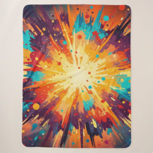 Cobertor Sherpa Cosmic Burst Abstract Splatter Art