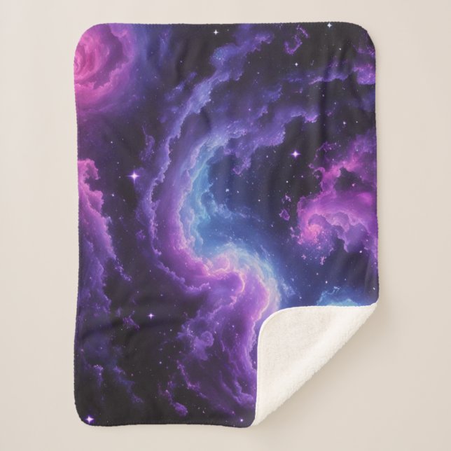 Cobertor Sherpa Cosmic Galaxy Nebula Abstract Space Art Design (Frente)
