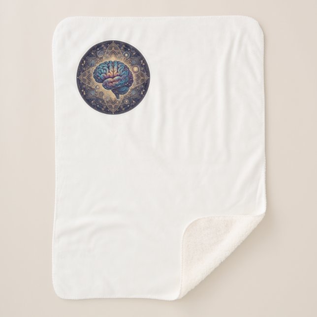 Cobertor Sherpa Cosmic Mind Mandala – Abstract Brain Art (Frente)
