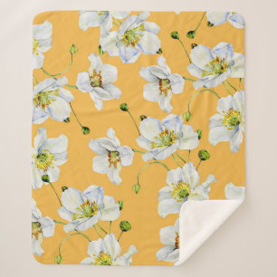 Cobertor Sherpa Cosmos, aquarela, uniforme, padrão floral.