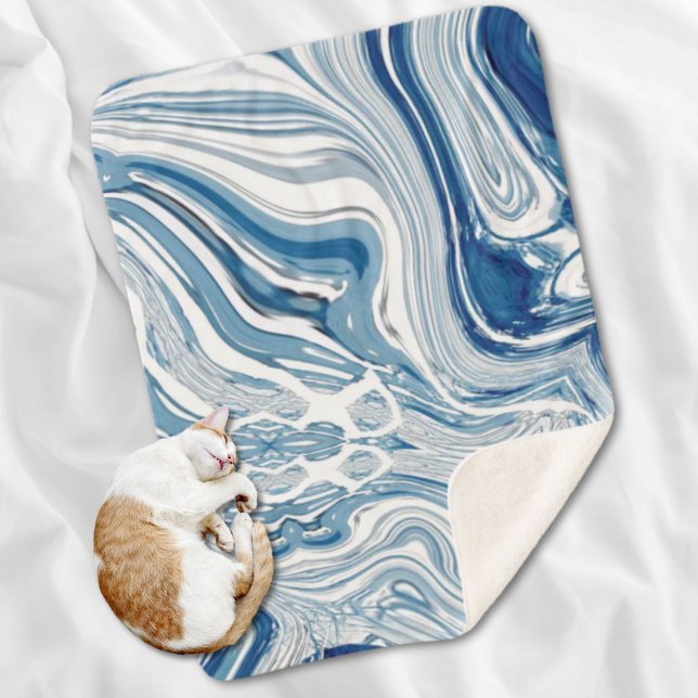 Cobertor Sherpa costa praia ondas náuticas aquarelas espirais azui (coast beach nautical waves watercolor blue swirls sherpa blanket)