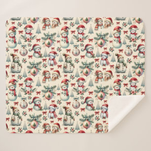 Cobertor Sherpa Country Cotage Christmas Snowman