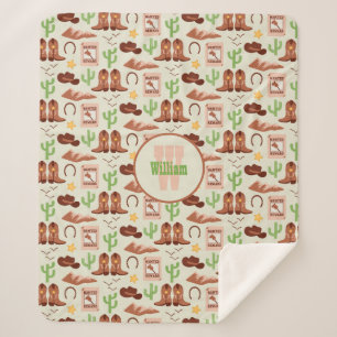 Cobertor Sherpa Country Cowboy Boots Stick Horse Desert Western