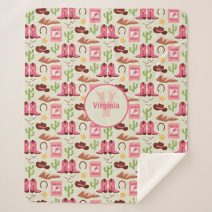 Cobertor Sherpa Country Cowgirl Boots Adorable Stick Horse Western