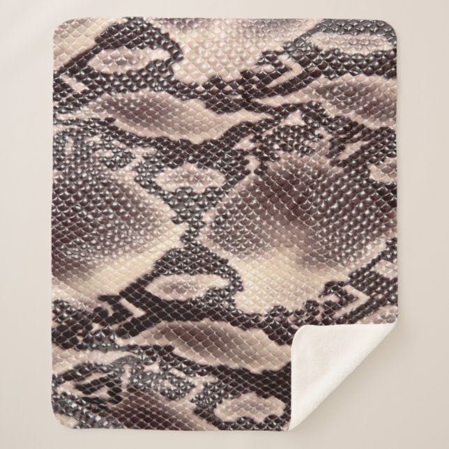 Cobertor Sherpa Couro-cobra: textura castanha sem costura (Frente)