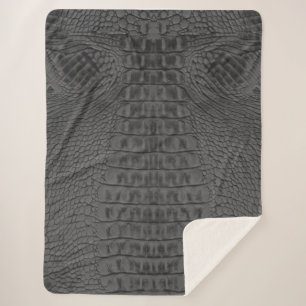 Cobertor Sherpa Couro-crocodilo preto