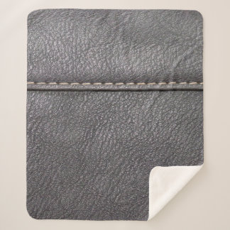 Cobertor Sherpa Couro preto, costurado com costura branca