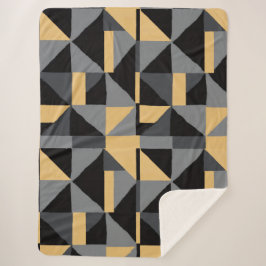 Cobertor Sherpa Couverture Sherpa Géométrie Noire, Grise et Or