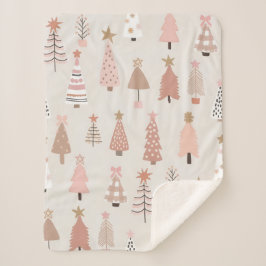 Cobertor Sherpa Couverture Sherpa Sapins de Noël Rose Scandinave