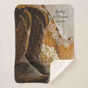 Cobertor Sherpa Cowboy Boots Lace Country Barn Casamento Keepsasae