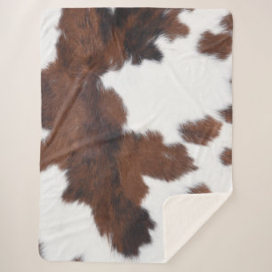 Cobertor Sherpa Cowhide Castanho Branco
