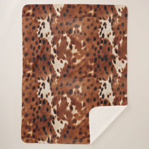 Cobertor Sherpa Cowhide Preto-Castanho Ocidental