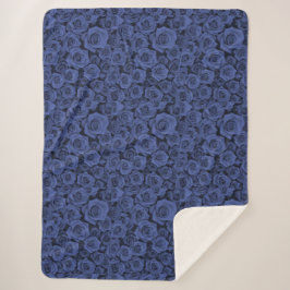 Cobertor Sherpa Cozy Blue Rosa Floral Sherpa Blanket