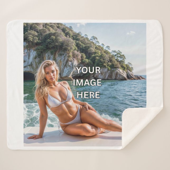 Cobertor Sherpa COZY! 🛋️ Custom Sherpa Blanket – Add Design (Frente (Horizontal))