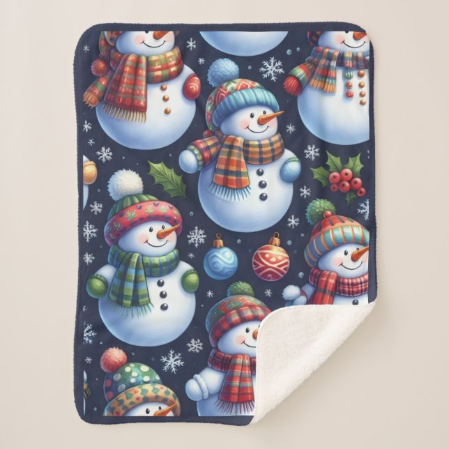 Cobertor Sherpa Cozy Festive Snowman (Frente)