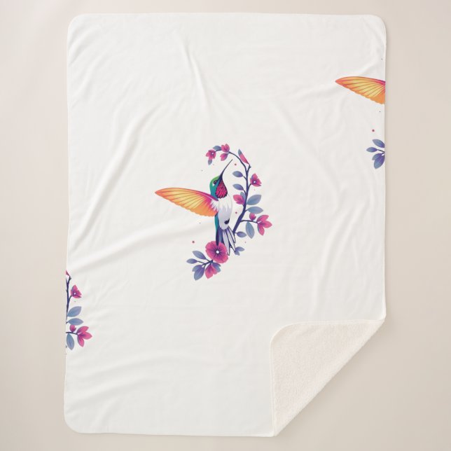 Cobertor Sherpa Cozy Hummingbird e Floral (Frente)