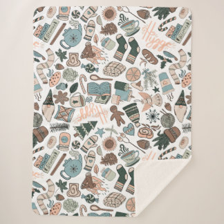 Cobertor Sherpa Cozy Hygge Seamless Pattern Sherpa Blanket