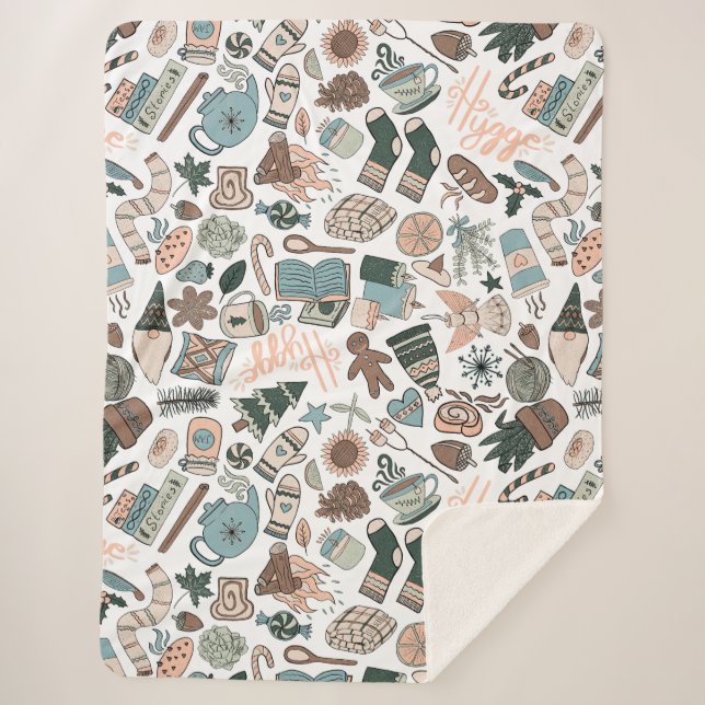 Cobertor Sherpa Cozy Hygge Seamless Pattern Sherpa Blanket (Frente)