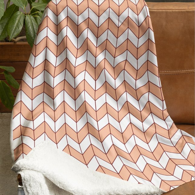 Cobertor Sherpa Cozy Peach Burgundy Herringbone (Criador carregado)