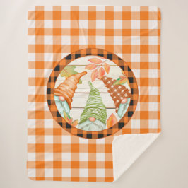 Cobertor Sherpa Cozy Pumpkin Buffalo Xadrez Gnomo Sherpa Blanket