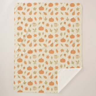 Cobertor Sherpa Cozy Pumpkin Spice Autumn Seamless Patterno