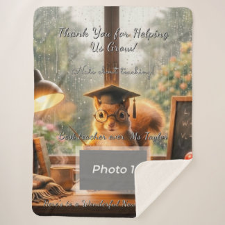 Cobertor Sherpa Cozy Rainy Day Squirrel Teacher Appreciation