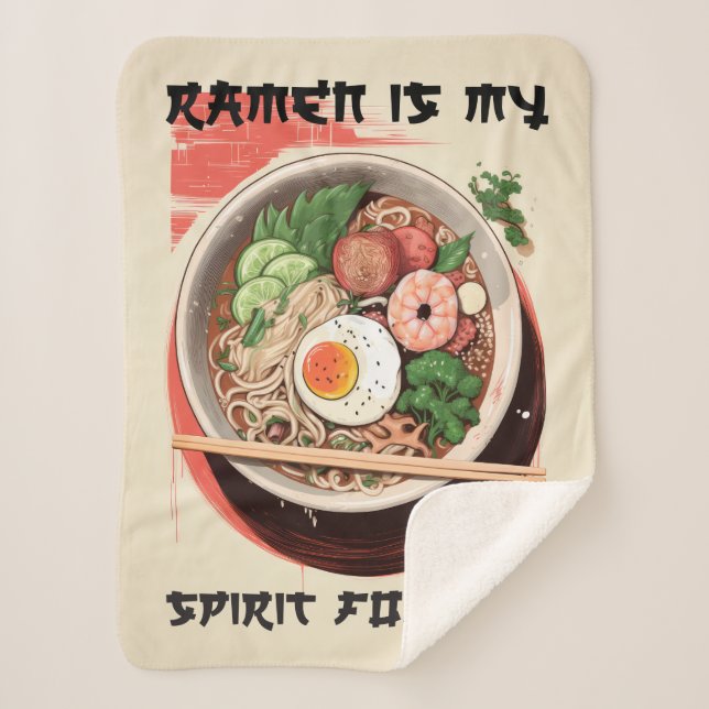 Cobertor Sherpa Cozy Ramen-Themed Blanket para Ramen Lover (Frente)