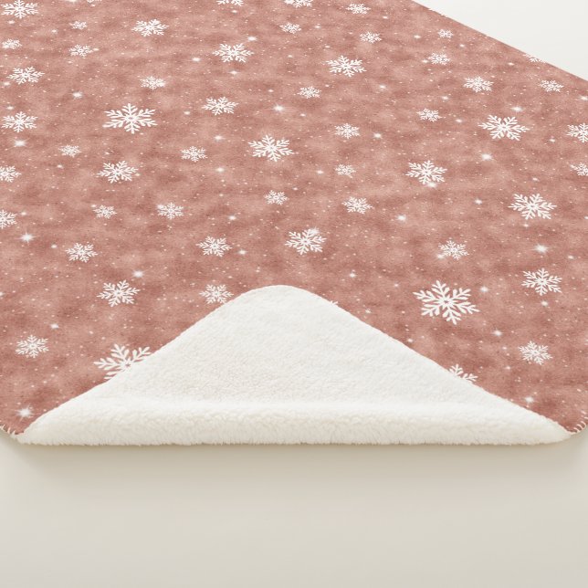 Cobertor Sherpa Cozy Rosa Dourado Glitter Stars Snowflakes (3/4)