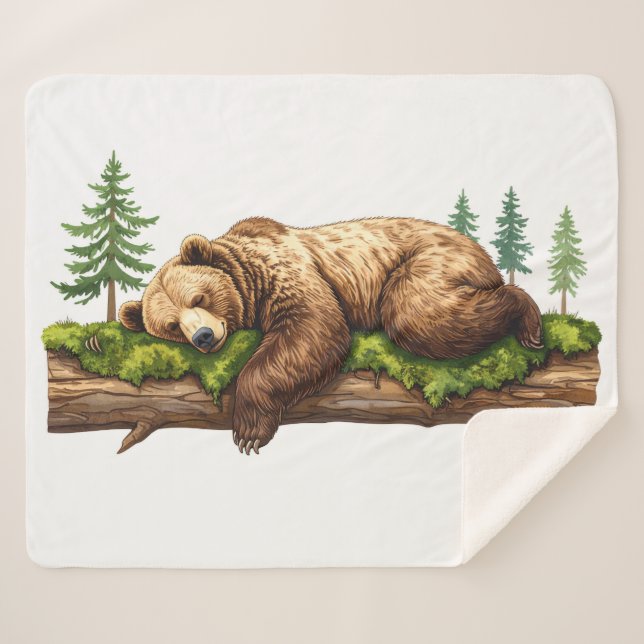 Cobertor Sherpa Cozy Rustic Slear Bear Watercolor (Frente (Horizontal))