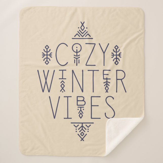 Cobertor Sherpa Cozy Winter Vibes Design (Frente)