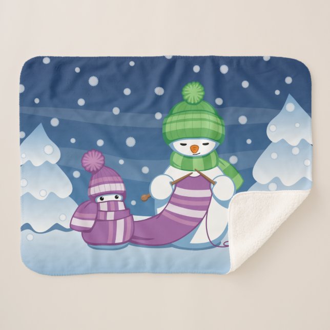 Cobertor Sherpa Crafty Snowman a tricotar Scarf (Frente (Horizontal))
