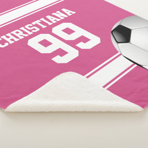 Cobertor Sherpa Cranberry rosa e White Strike Soccer