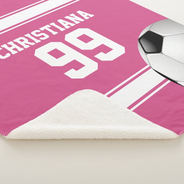 Cobertor Sherpa Cranberry rosa e White Strike Soccer (3/4)